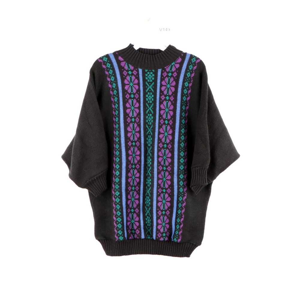 Vintage 80s Geometric Striped Colorful Sweater